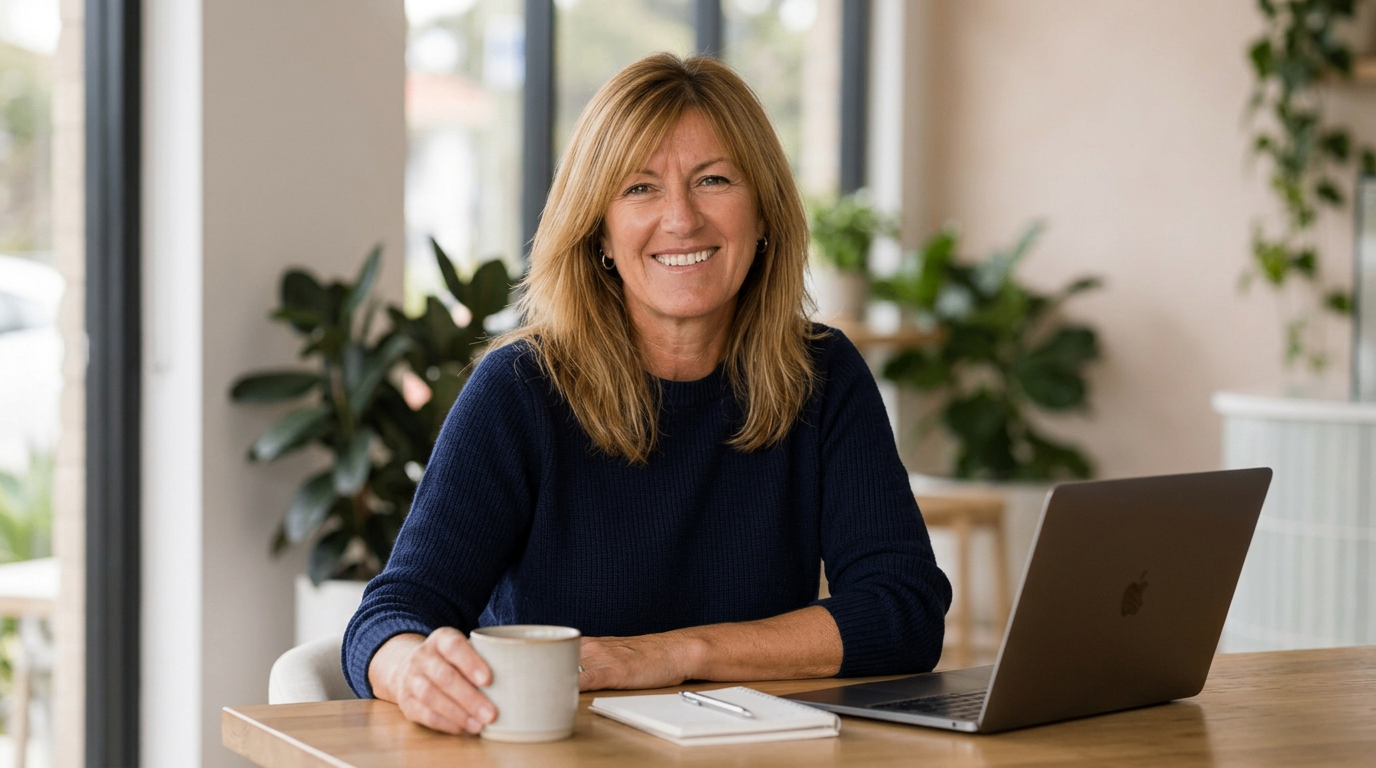 Nicole Warnock, founder of My Local Hero, at her desk